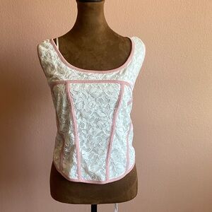 MIXED THREADS LOS ANGELES Elegant Lace Women’s Top - White and Pink